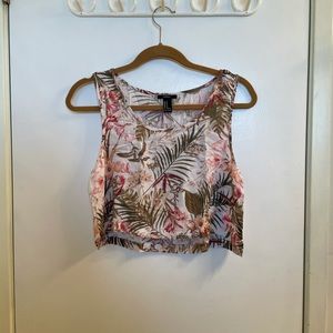 Tropical pink loose boxy cropped tank top